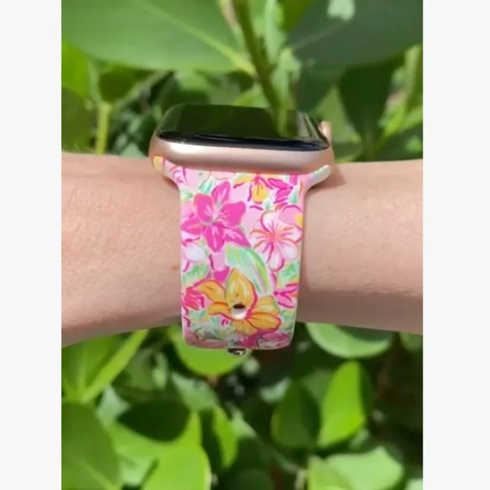 🌸 Printed Silicone Watch Band Compatible with Apple Watch